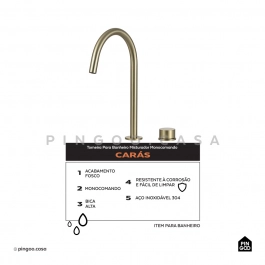 Torneira para Banheiro Misturador Monocomando Carás Dourado