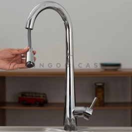 Torneira para Cozinha Gourmet Misturador Monocomando Extensível Em Aço Inox 304 Apurema Prata