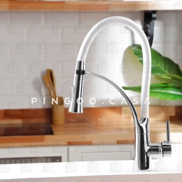 Torneira para Cozinha Gourmet Misturador Monocomando Solimões Prata e Branco