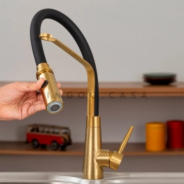 Torneira para Cozinha Gourmet Misturador Monocomando Turiaçu Dourado