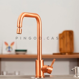 Torneira para Cozinha Misturador Monocomando Em Aço Inox 304 Escovado Potengí Cobre