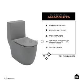 Vaso Sanitário Monobloco Amazonita Cinza