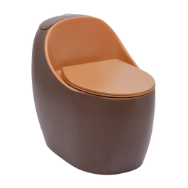Vaso Sanitário Monobloco Caixa Acoplada Privada Aquarela - Marrom e Laranja