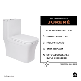 Vaso Sanitário Monobloco Caixa Acoplada Privada Jurerê Pingoo.casa - Branco
