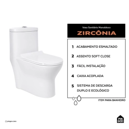 Vaso Sanitário Monobloco Caixa Acoplada Privada Zircônia Pingoo.casa - Branco
