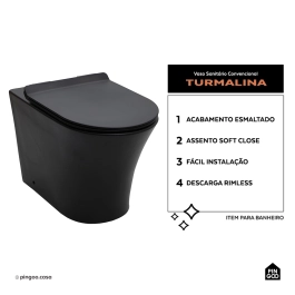 Vaso Sanitário Convencional Tanzanita - Preto
