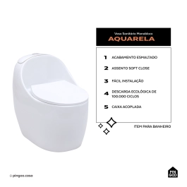 Vaso Sanitário Monobloco Caixa Acoplada Privada Aquarela Branco