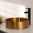 Cuba De Apoio Para Banheiro Slim Redonda Aço Inox 304 Makuna 40 cm Pingoo.casa - Dourado