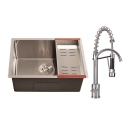 Cuba para Cozinha Terena 58 cm e Torneira Misturador Monocomando Saída para Filtro Carandaí - Prata