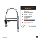 Kit Cuba Dupla Gourmet para Cozinha e Acessórios Aço Inox 78x43cm Tábua de Corte e Torneira Misturador Monocomando Munim