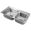 Kit Cuba Dupla Gourmet para Cozinha e Acessórios Aço Inox 78x43cm Tábua de Corte e Torneira Misturador Monocomando Munim