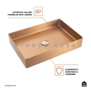 Cuba de Apoio Slim Retangular para Banheiro Aço Inox 304 38x55cm Makuna Pingoo.casa - Dourado Rose