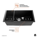 Cuba Para Cozinha Gourmet De Quartzo Com Acessórios Kamã Pingoo.casa - Preto