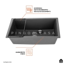 Cuba Gourmet para Cozinha com Acessórios Quartzo 45x78cm Kamã Pingoo.casa - Cinza