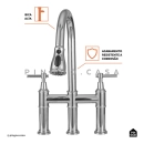Cuba para Cozinha Tukano e Torneira Misturador Duplo Comando Içá Aço Inox - Prata