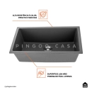 Cuba Gourmet para Cozinha com Acessórios Quartzo 45x78cm Kamã Pingoo.casa - Cinza