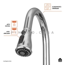 Cuba para Cozinha Tukano e Torneira Misturador Duplo Comando Içá Aço Inox - Prata