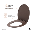 Assento Termofixo com Soft Close para Vaso Sanitário Aquarela - Marrom