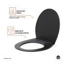 Assento Termofixo com Soft Close para Vaso Sanitário Titanita - Preto