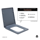 Assento Termofixo com Soft Close para Vaso Sanitário Topázio - Cinza