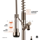 Torneira Para Cozinha Gourmet Misturador Monocomando Ituí Pingoo.casa - Prata Escovado