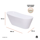 Banheira Freestanding Imersão Acrílico 165 cm Azurita Branco