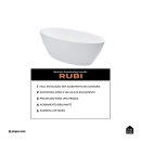 Banheira Freestanding Imersão Acrílico 170 cm Rubi Branco