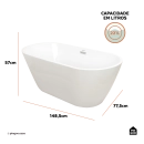 Banheira Freestanding Imersao 148,5 cm Gurupá Pingoo.casa - Branco