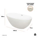 Banheira Freestanding Imersao 150 cm Juqueri Pingoo.casa - Branco