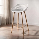 Banqueta alta para bancada Clarice Cloe com base de metal - Branco