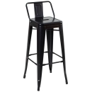 Banqueta alta para bancada Iron Tolix com encosto 76 cm – Preto Semibrilho