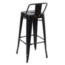 Banqueta alta para bancada Iron Tolix com encosto 76 cm – Preto Semibrilho