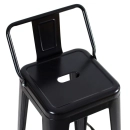 Banqueta alta para bancada Iron Tolix com encosto 76 cm – Preto Semibrilho