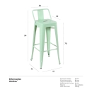 Banqueta alta para bancada Iron Tolix com encosto 76 cm – Verde claro