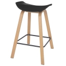 Banqueta média para bancada Cassia com base de madeira 66 cm - Preto