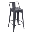 Banqueta média para bancada Iron Tolix com encosto 66 cm - Cinza escuro