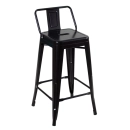 Banqueta média para bancada Iron Tolix com encosto 66 cm - Preto