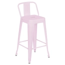 Banqueta média para bancada Iron Tolix com encosto 66 cm – Rosa Claro