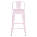 Banqueta média para bancada Iron Tolix com encosto 66 cm – Rosa Claro
