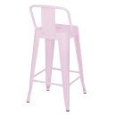 Banqueta média para bancada Iron Tolix com encosto 66 cm – Rosa Claro