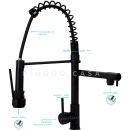 Cuba para Cozinha Pia Dupla em Aço Inox com Acessórios com Lixeira Nukini e Torneira Gourmet Munim Preta Pingoo.casa