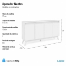 Buffet Aparador Nantes Laráz 4 Portas Off White para Sala de Jantar e Estar