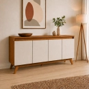 Buffet Aparador Nantes Laráz 4 Portas Off White para Sala de Jantar e Estar