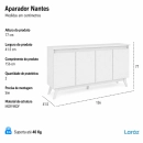 Buffet Aparador Nantes Laráz 4 Portas Off White para Sala de Jantar e Estar