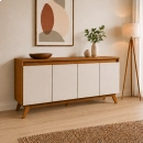 Buffet Aparador Nantes Laráz 4 Portas Off White para Sala de Jantar e Estar