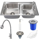 Cuba para Cozinha Pia Inox Com Acessórios e Lixeira Potiguara e Torneira Gourmet Jaguaribe Pingoo.casa