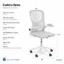 Cadeira Bytes para escritório com base branca e rodizios - Preto