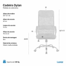 Cadeira de Escritório Presidente Dylan Mesh Ergonômica - Preta