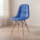 Cadeira de jantar Charles Eames Eiffel Botonê Estofada - Azul