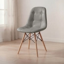 Cadeira de jantar Charles Eames Eiffel Botonê Estofada - Cinza